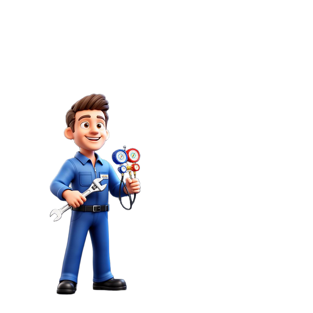OBEY Airconditioner repair technician with tools next to a split AC unit